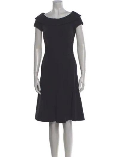 Pre-owned Rena Lange Bateau Neckline Knee-length Dress In Gray