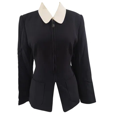 Pre-owned Rena Lange Blue White Collar Wool Jacket