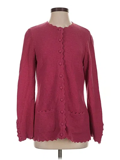 Pre-owned Rena Lange Cardigan Sweater In Burgundy