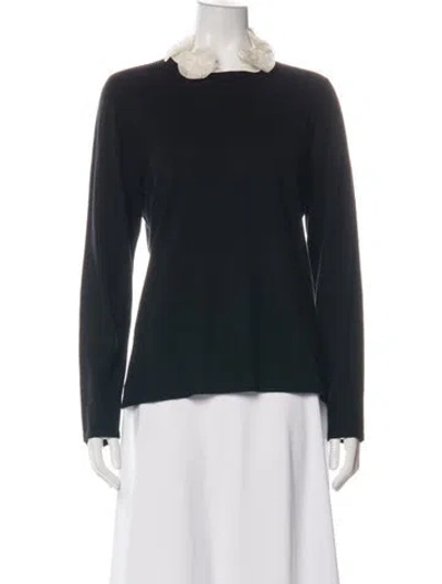 Pre-owned Rena Lange Cashmere Crew Neck Sweater In Black