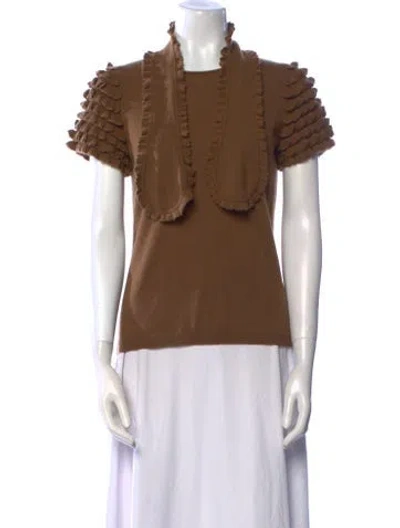 Pre-owned Rena Lange Cashmere Mock Neck Sweater In Brown