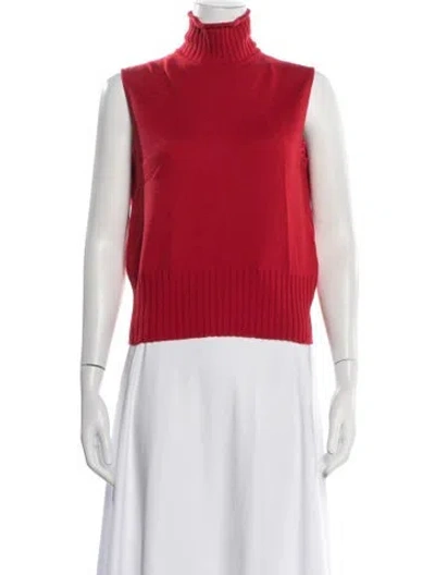 Pre-owned Rena Lange Cashmere Turtleneck Sweater In Red