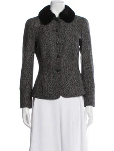 Pre-owned Rena Lange Cashmere Tweed Pattern Blazer In Multicolor