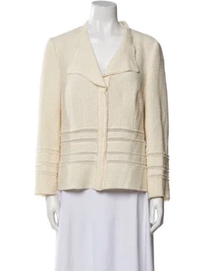 Pre-owned Rena Lange Cashmere Tweed Pattern Blazer In Neutral