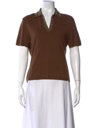Pre-owned Rena Lange Cashmere V-neck Sweater In Brown