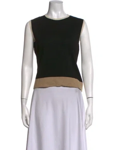 Pre-owned Rena Lange Colorblock Pattern Crew Neck Sweater In Black