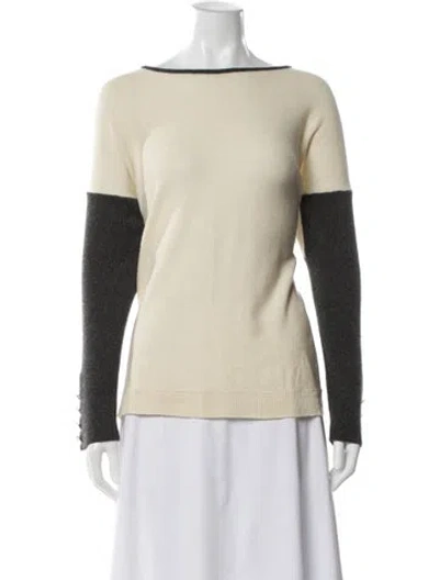 Pre-owned Rena Lange Colorblock Pattern Crew Neck Sweater In Neutral