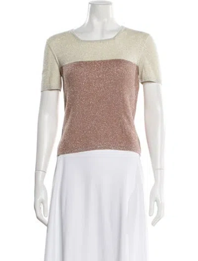 Pre-owned Rena Lange Colorblock Pattern Scoop Neck Sweater