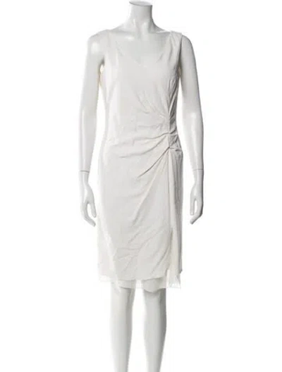 Pre-owned Rena Lange Cowl Neck Knee-length Dress In Blue