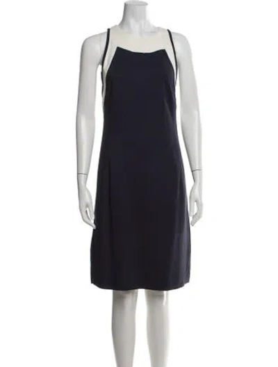 Pre-owned Rena Lange Crew Neck Knee-length Dress In Blue