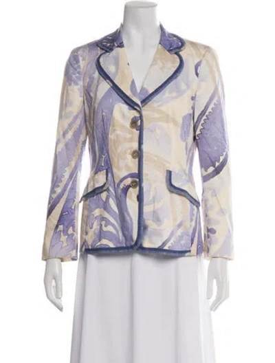 Pre-owned Rena Lange Floral Print Blazer In Neutrals