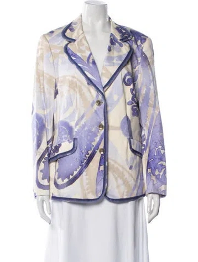 Pre-owned Rena Lange Floral Print Blazer W/ Tags In Purple