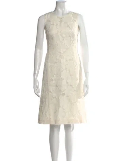 Pre-owned Rena Lange Floral Print Knee-length Dress In Neutrals