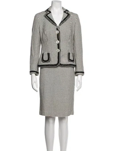 Pre-owned Rena Lange Houndstooth Print Skirt Set In Multicolor