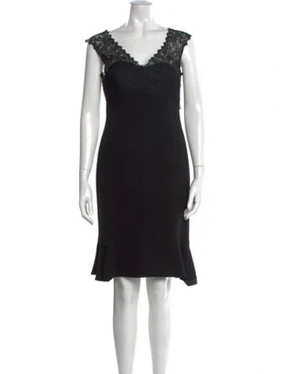 Pre-owned Rena Lange Lace Pattern Knee-length Dress In Black