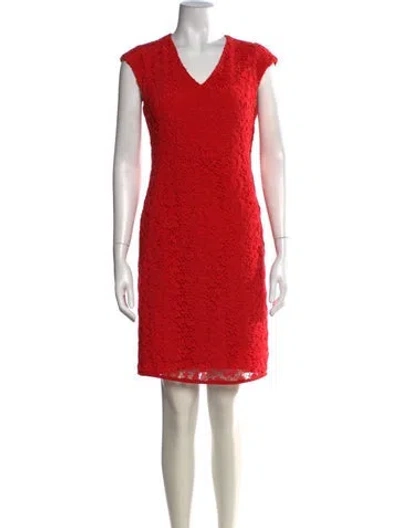 Pre-owned Rena Lange Lace Pattern Knee-length Dress In Red