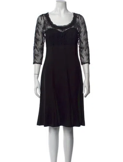 Pre-owned Rena Lange Lace Pattern Knee-length Dress W/ Tags In Black