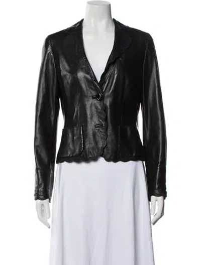 Pre-owned Rena Lange Lamb Leather Blazer In Black