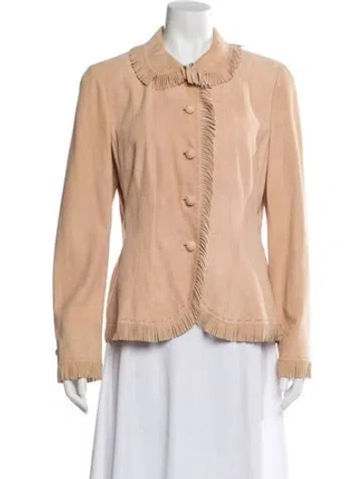 Pre-owned Rena Lange Leather Evening Jacket In Neutral