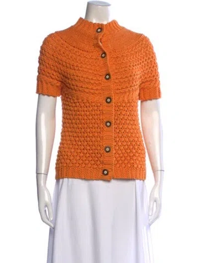 Pre-owned Rena Lange Mock Neck Sweater In Orange