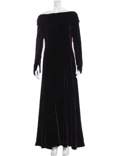 Pre-owned Rena Lange Off-the-shoulder Long Dress In Black