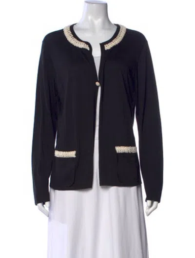 Pre-owned Rena Lange Open Front Sweater In Blue