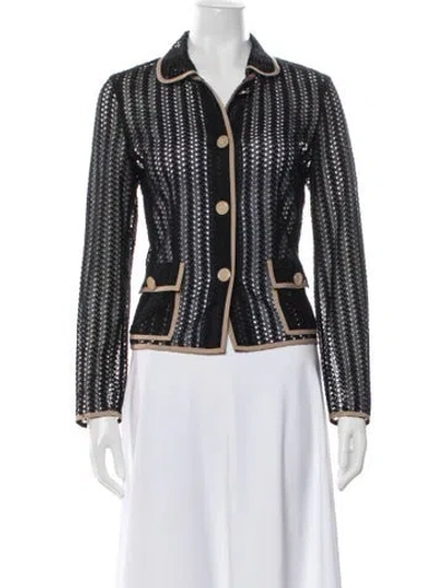 Pre-owned Rena Lange Patterned Blazer In Black