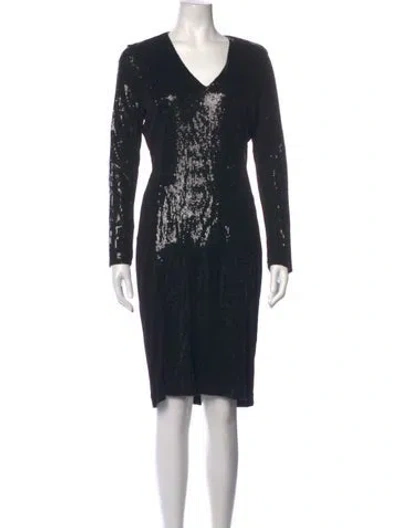 Pre-owned Rena Lange Patterned Knee-length Dress In Black