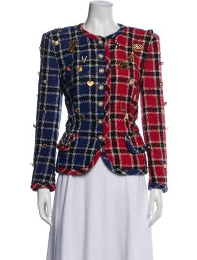 Pre-owned Rena Lange Plaid Print Blazer In Multi