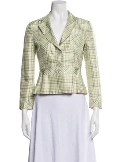 Pre-owned Rena Lange Plaid Print Blazer In Pink