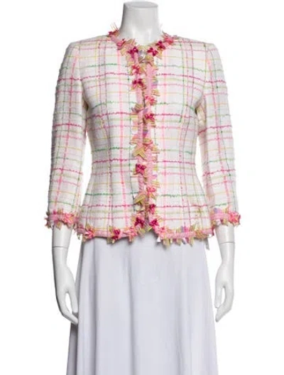 Pre-owned Rena Lange Plaid Print Jacket In Pink
