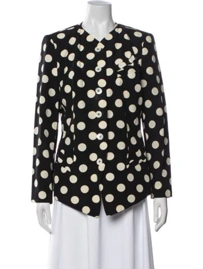 Pre-owned Rena Lange Polka Dot Print Blazer In Black