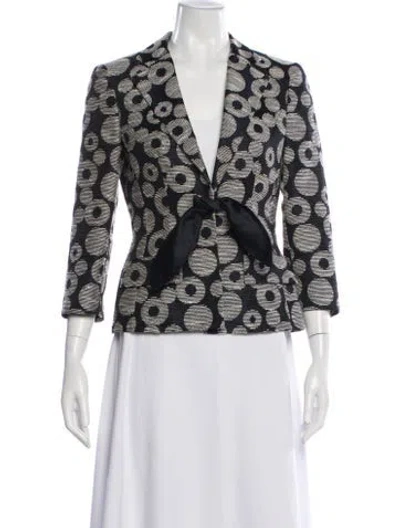 Pre-owned Rena Lange Printed Blazer In Blue