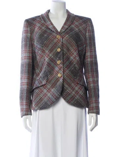 Pre-owned Rena Lange Printed Blazer In Gray