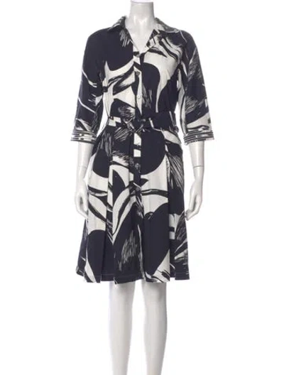 Pre-owned Rena Lange Printed Knee-length Dress In Multi