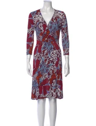 Pre-owned Rena Lange Printed Knee-length Dress In Purple