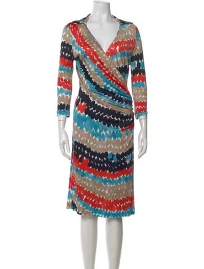 Pre-owned Rena Lange Printed Long Dress In Neutral