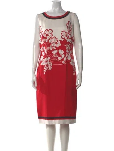 Pre-owned Rena Lange Printed Midi Length Dress In Red