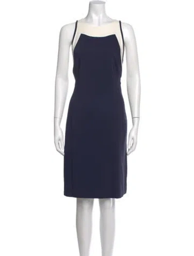 Pre-owned Rena Lange Scoop Neck Knee-length Dress In Blue