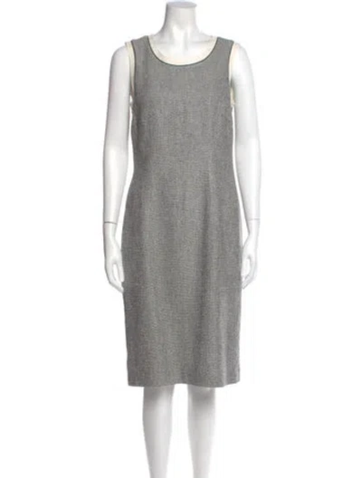 Pre-owned Rena Lange Scoop Neck Knee-length Dress In Gray