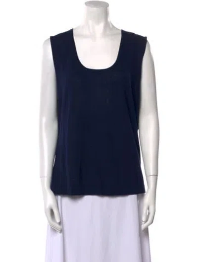 Pre-owned Rena Lange Scoop Neck Sweater In Blue
