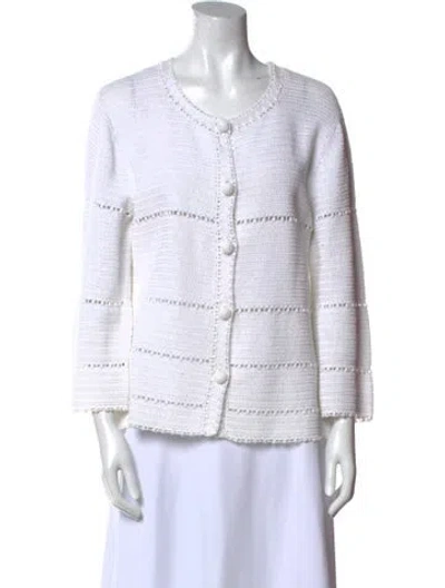 Pre-owned Rena Lange Scoop Neck Sweater In White