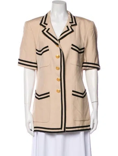 Pre-owned Rena Lange Silk Biker Jacket In Neutral