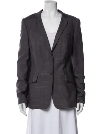 Pre-owned Rena Lange Silk Blazer In Gray
