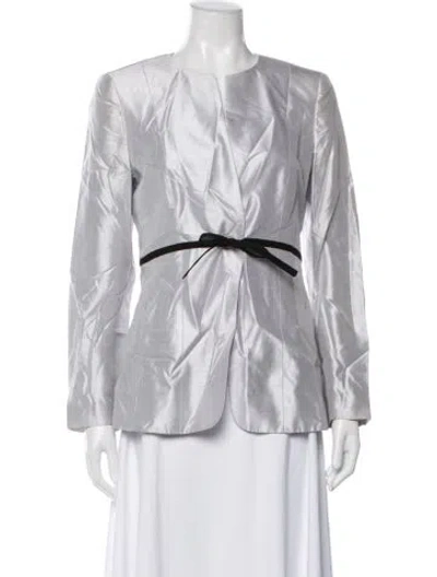 Pre-owned Rena Lange Silk Blazer In Grey