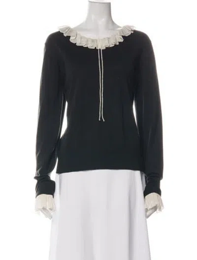 Pre-owned Rena Lange Silk Crew Neck Sweater In Black
