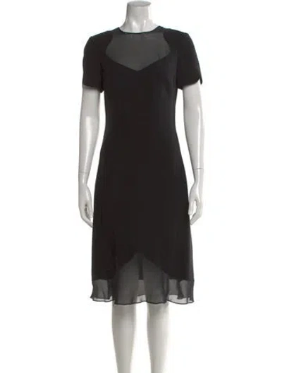 Pre-owned Rena Lange Silk Knee-length Dress In Black