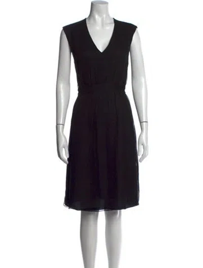 Pre-owned Rena Lange Silk Knee-length Dress In Black