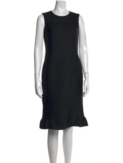 Pre-owned Rena Lange Silk Knee-length Dress In Black