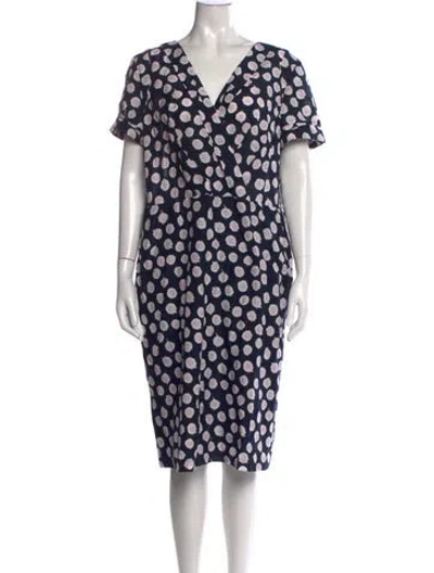Pre-owned Rena Lange Silk Knee-length Dress In Blue